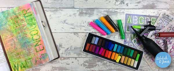 Faber-Castell Gelatos and Chalk Pastel Brayering and Stenciling – Bible Art Journaling Challenge Week 27