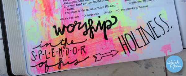 Illustrated Faith Stamps on Neon Acrylic Paint – Bible Art Journaling Challenge Week 32